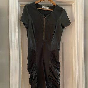 Mid-length green zipper dress